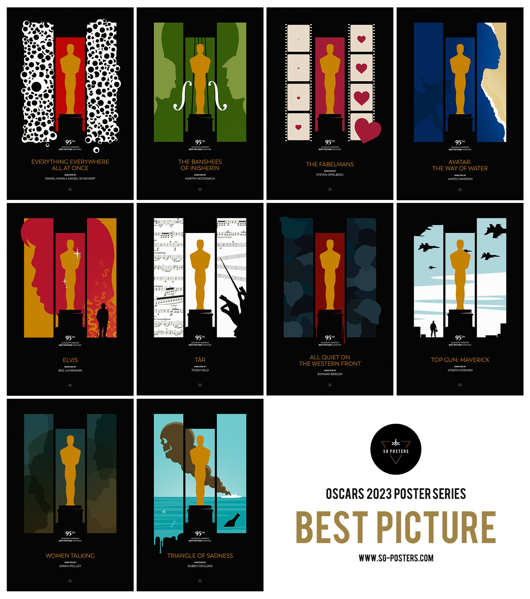 Poster Series by Eileen Steinbach Celebrates the Oscars 2023 Best Picture Nominees