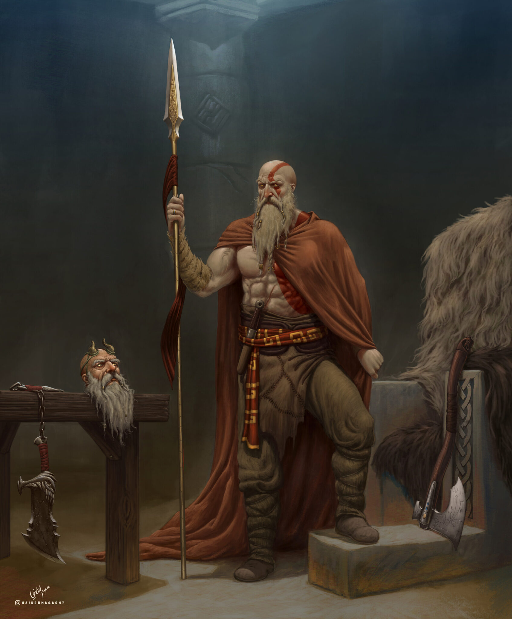 “The Council of the Allfather Kratos” by Hayder Naqashy