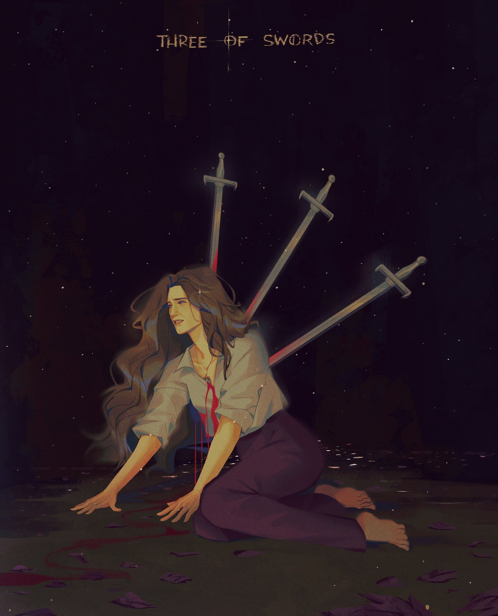 “The Three of Swords – Heartbreak, Sorrow, Grief” by Shinkomi